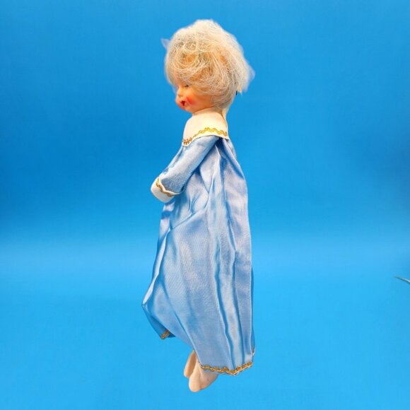 1965 Blue Haired Pixie Fairy Angel Ornament Sleepy Eyes Japan Christmas Decor - Picture 6 of 10